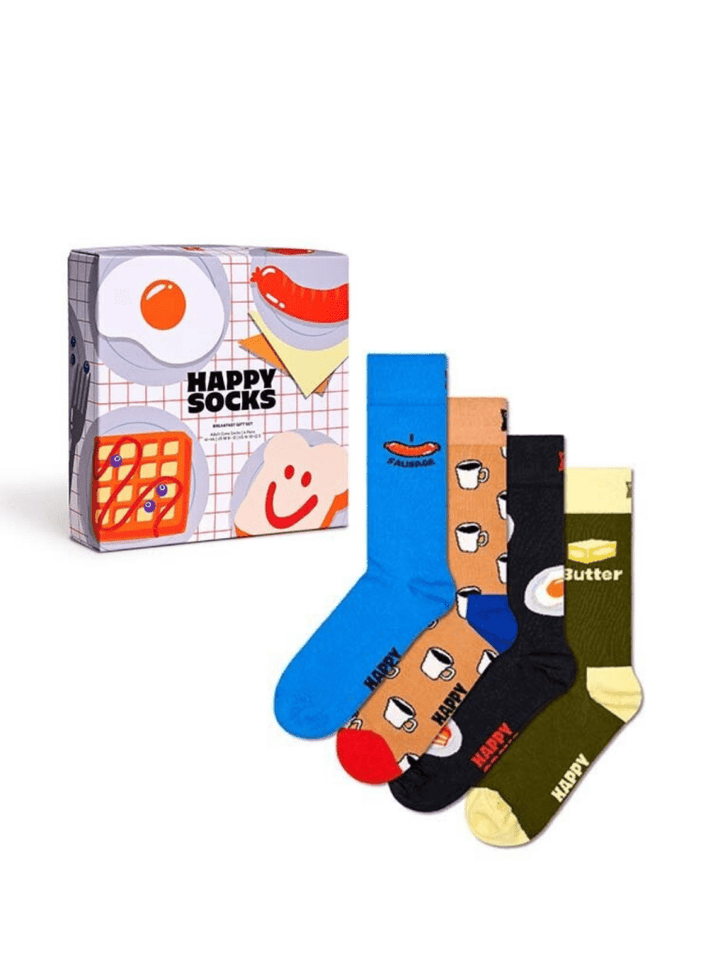 Happy Socks 4 - Pack Morgenmads Gaveæske Til Ham 41 - 46 Happy Socks