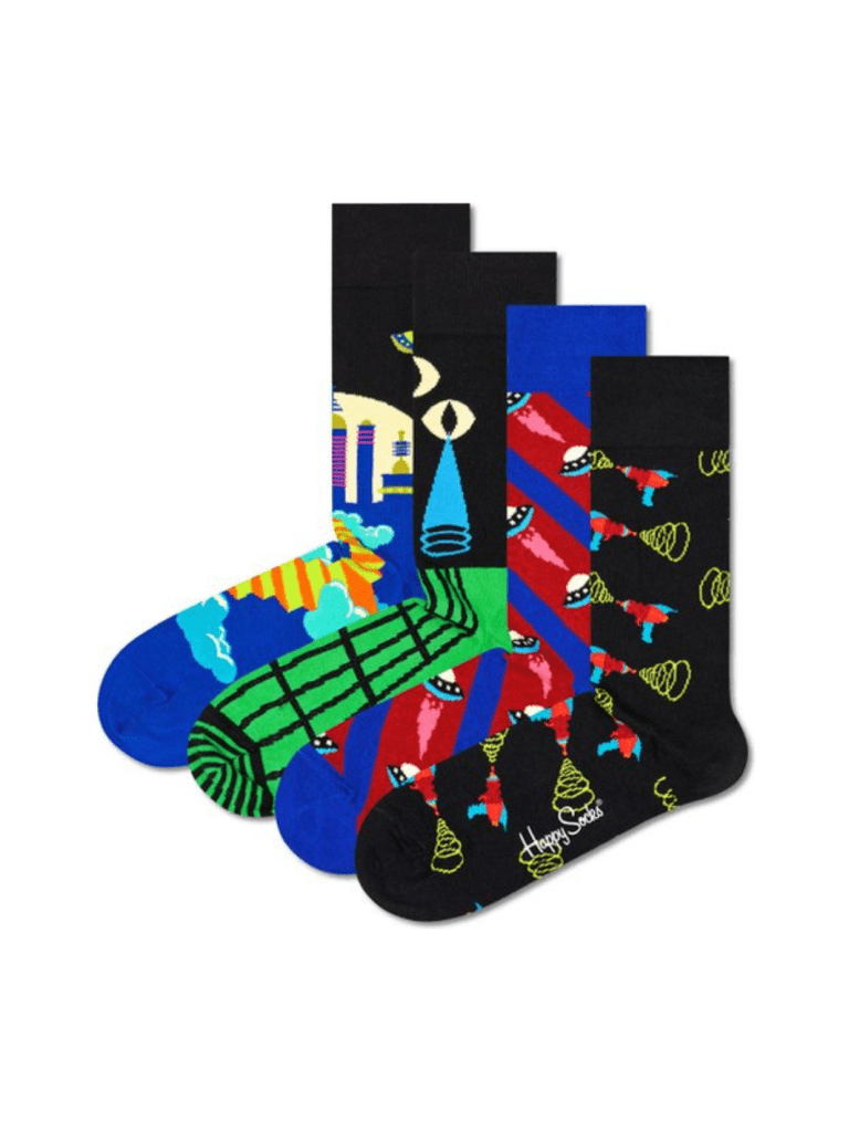 Happy Socks 4 - Pack Space Gaveæske Til Ham 41 - 46 Happy Socks