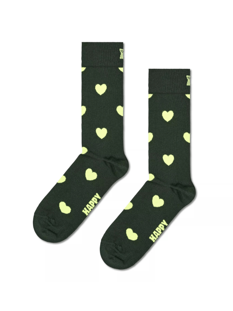 Happy Socks Mørkegrøn Strømpe Med Hjerter 36 - 40 Happy Socks