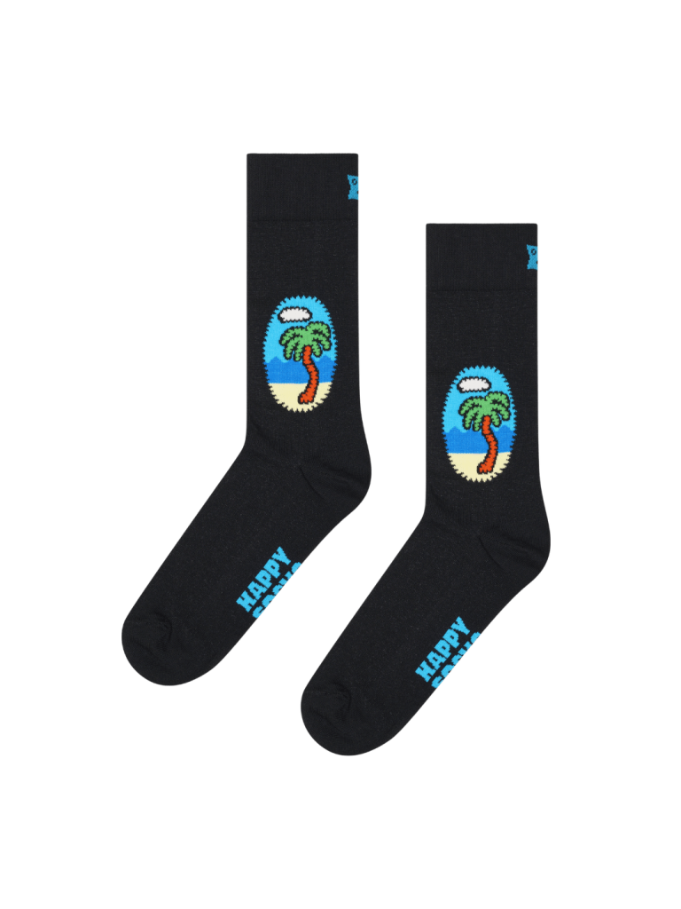 Happy Socks Sort Palme Strømpe Til Ham 41 - 46 Happy Socks