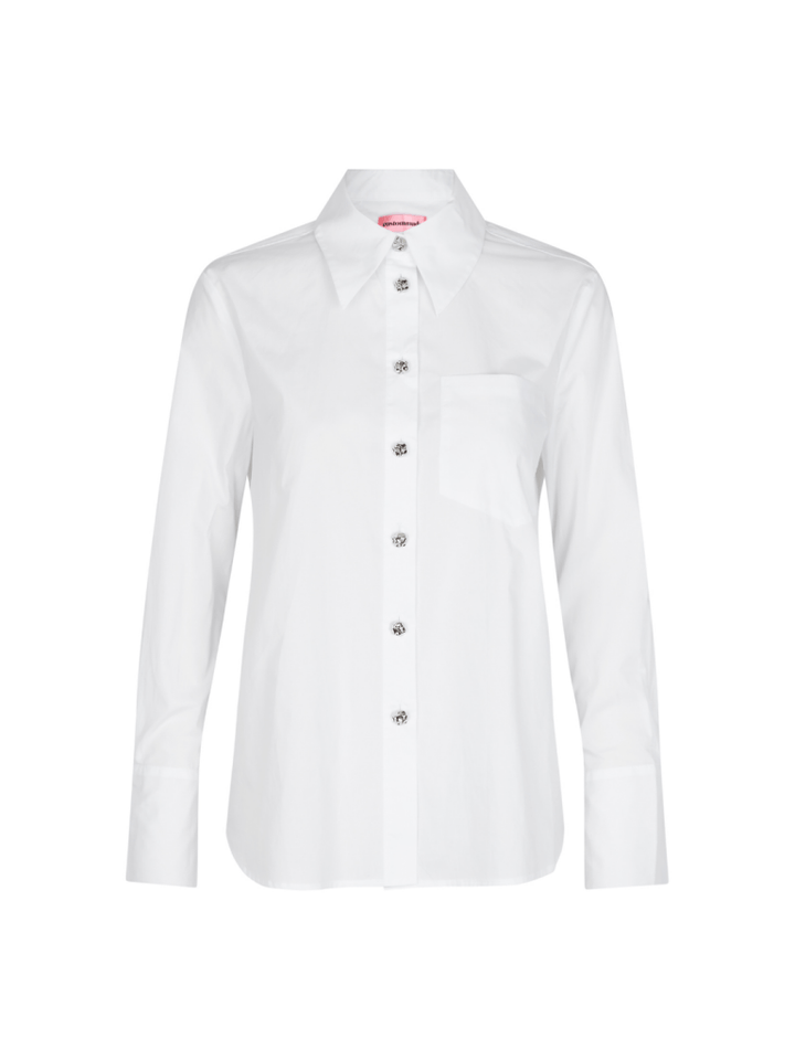 Hvid Bri Solid Custommade Skjorte Med Sølvknapper 34/XS Custommade