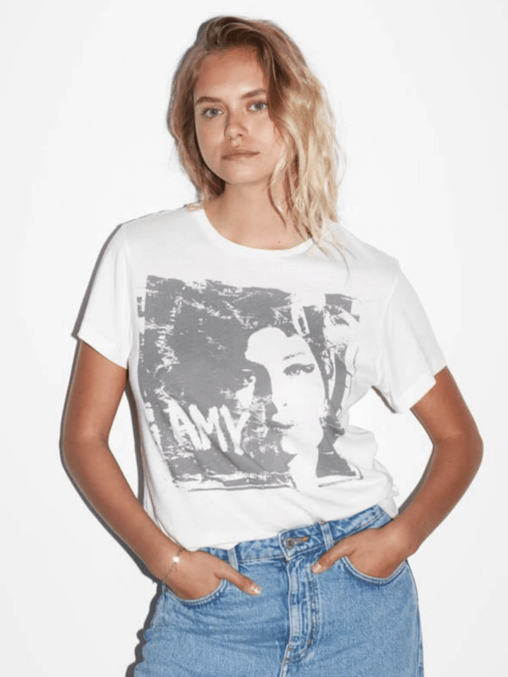Hvid Icôn Amy Winehouse Dame T-Shirt XS 360° ICÔN