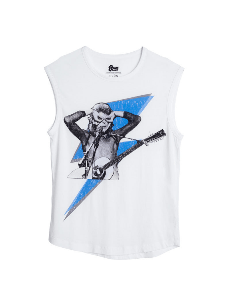 Hvid Icôn David Bowie Lightning Dame T-shirt XS 360° ICÔN