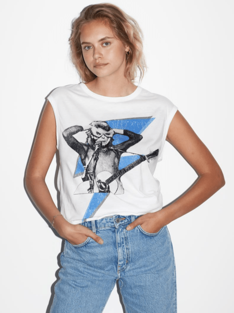 Hvid Icôn David Bowie Lightning Dame T-shirt XS 360° ICÔN