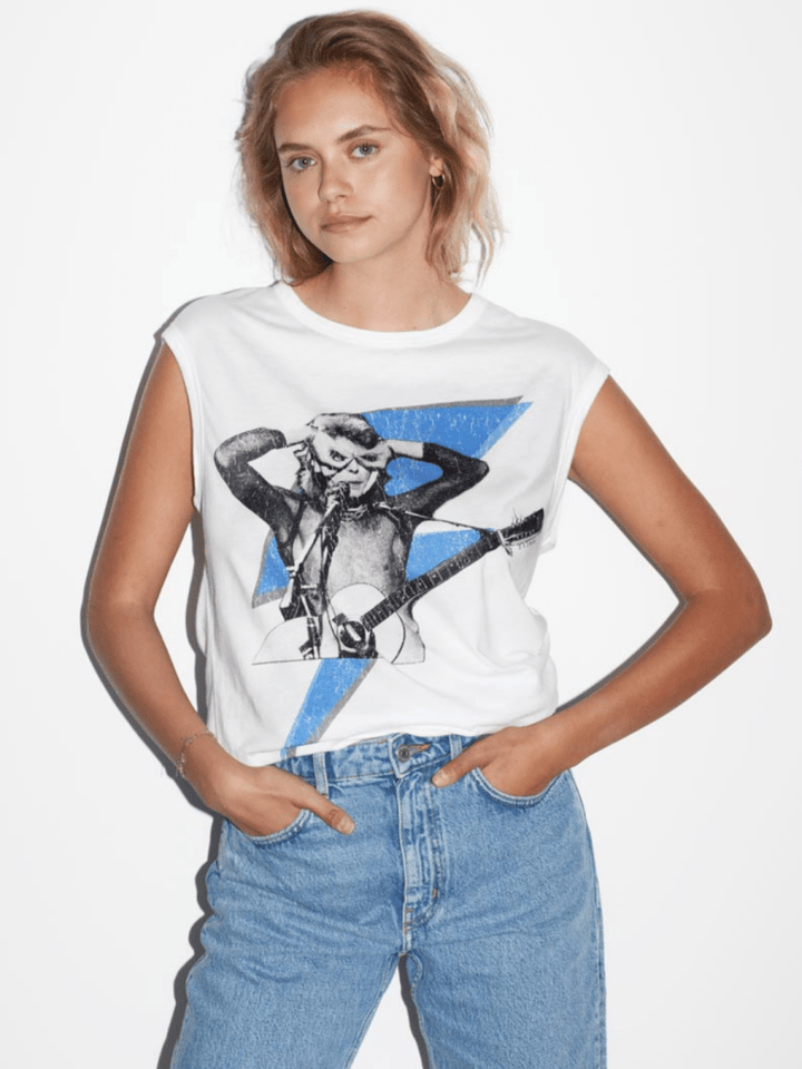 Hvid Icôn David Bowie Lightning Dame T-shirt XS 360° ICÔN