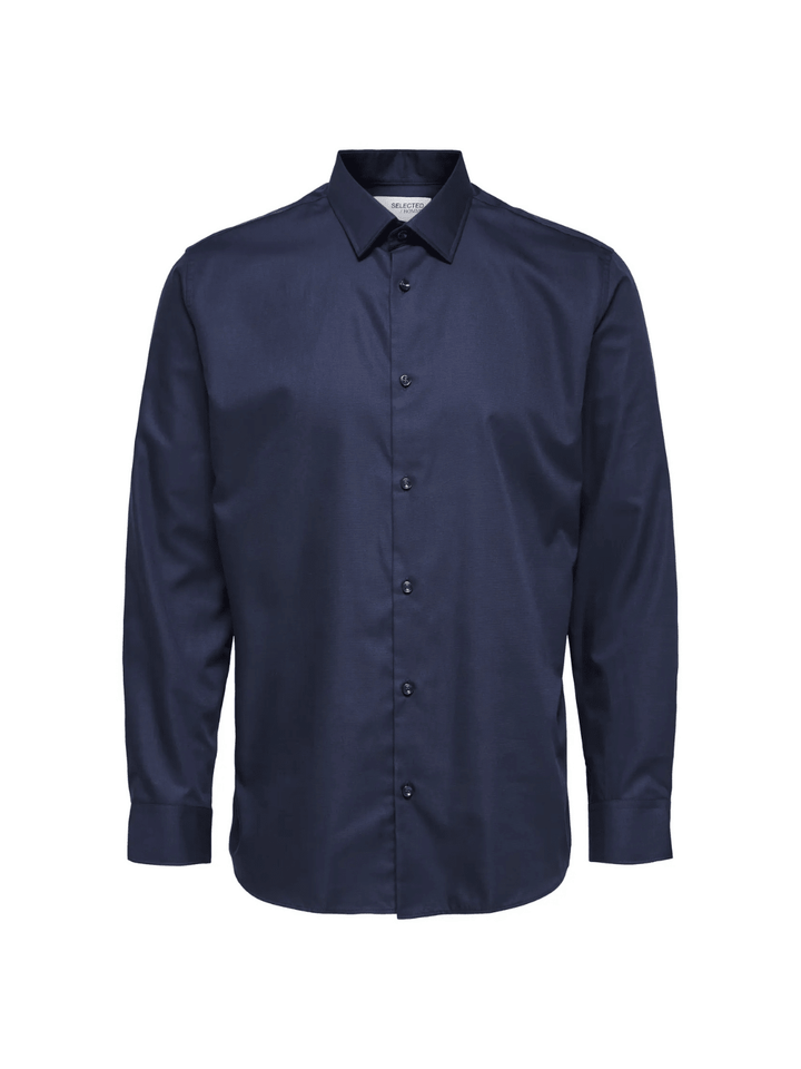 Klassisk Mørkeblå Selected Ethan Slim Fit Herre Skjorte Mørkeblå Selected