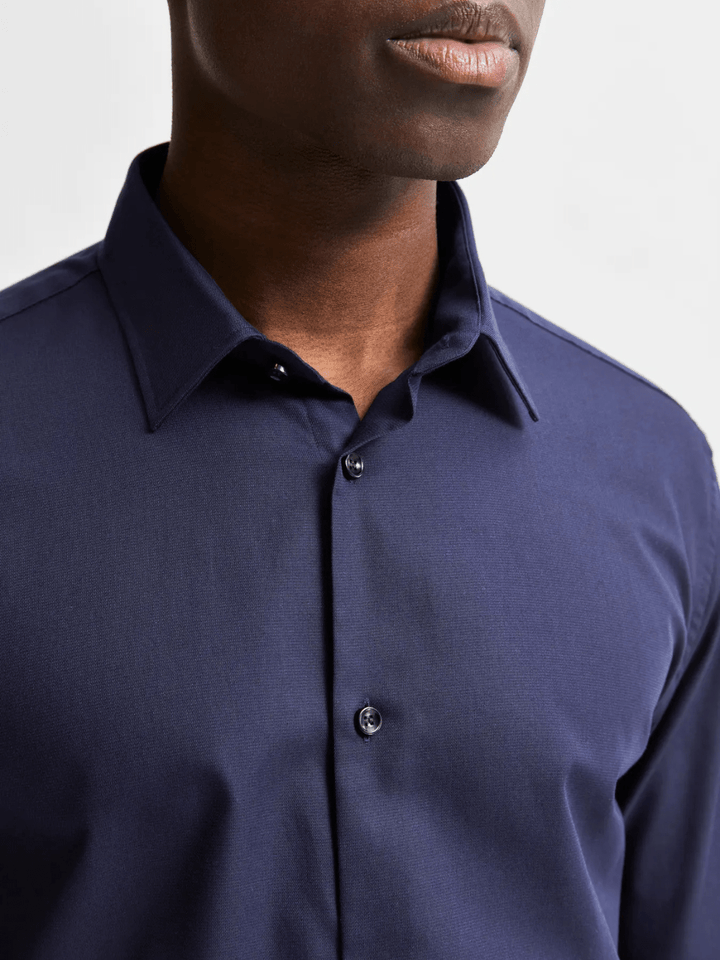 Klassisk Mørkeblå Selected Ethan Slim Fit Herre Skjorte Mørkeblå Selected