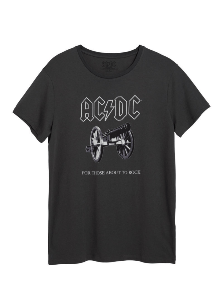Koksgrå Herre Icôn AC/DC "For Those About to Rock" Slim T-Shirt S 360° ICÔN