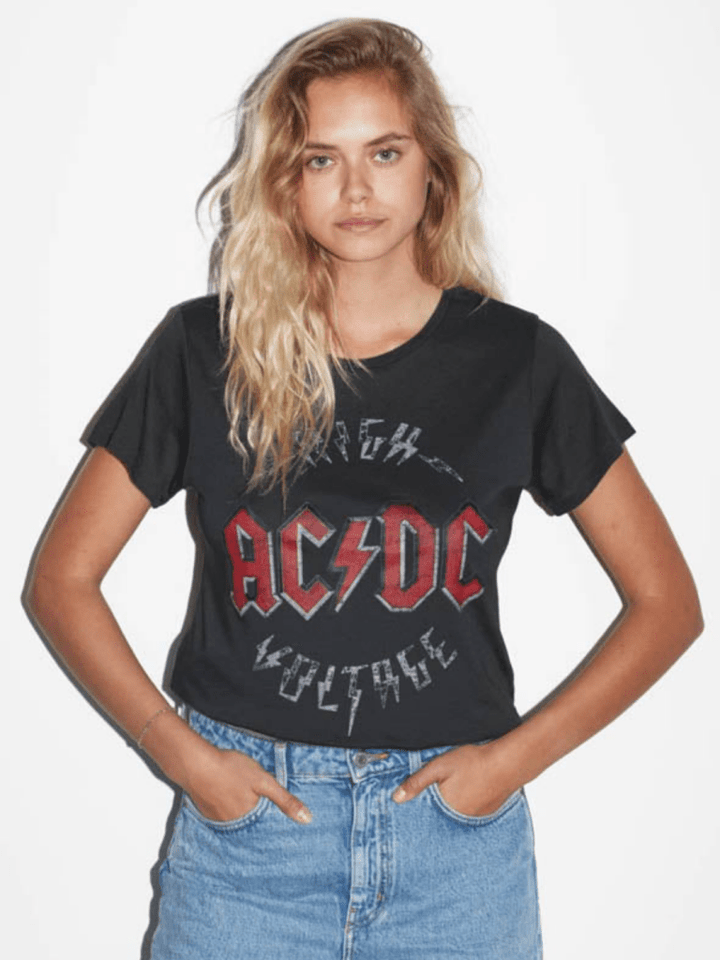 Koksgrå Icôn Dame AC/DC High Voltage T-shirt XS 360° ICÔN