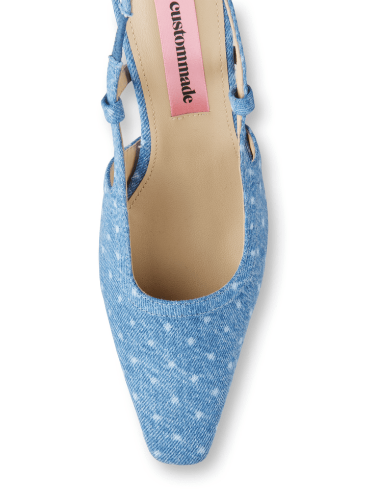 Lyseblå Prikket Anita Custommade Slingback Denim Stilet 36 Custommade
