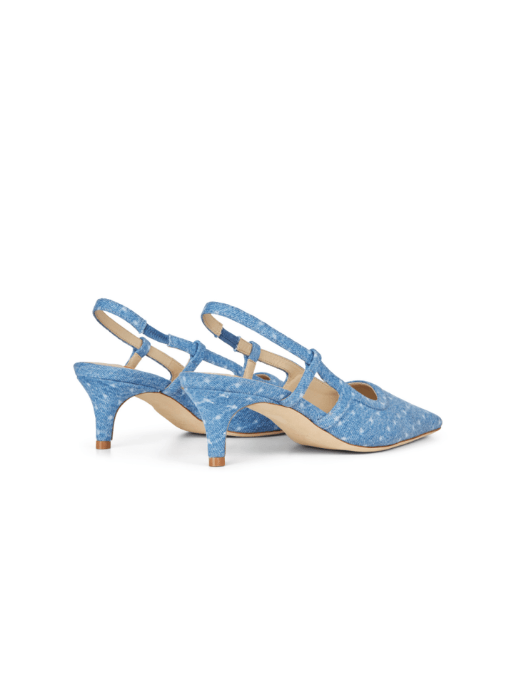 Lyseblå Prikket Anita Custommade Slingback Denim Stilet 36 Custommade