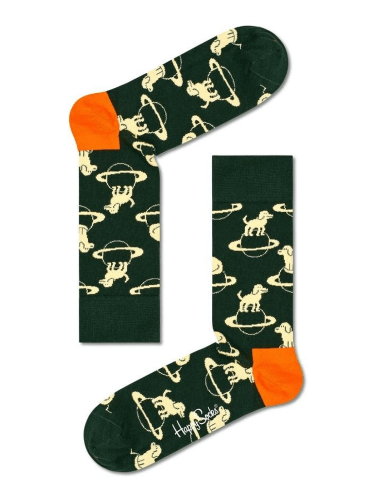 Mørkegrøn Herre Happy Socks Med Hund i Rummet 41 - 46 Happy Socks