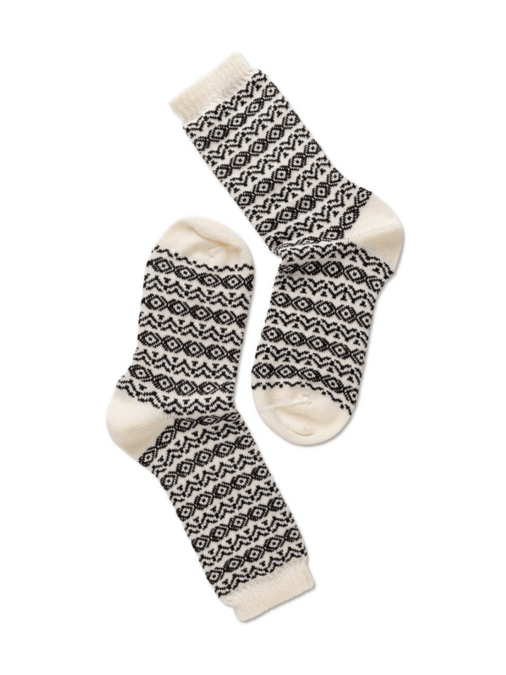 Note Offwhite Og Sort Dame Uldstrømpe One Size ( 36 - 41 ) Note