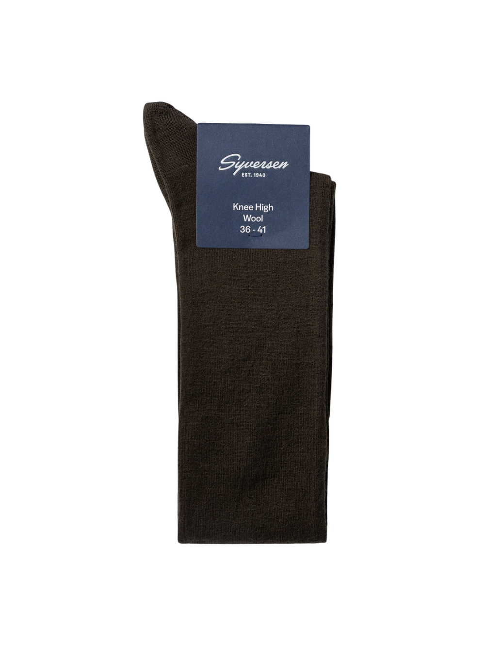 Note Wool High mørkebrune knæstrømper til damer i uldblanding med glatstrikket overflade og klassisk design.