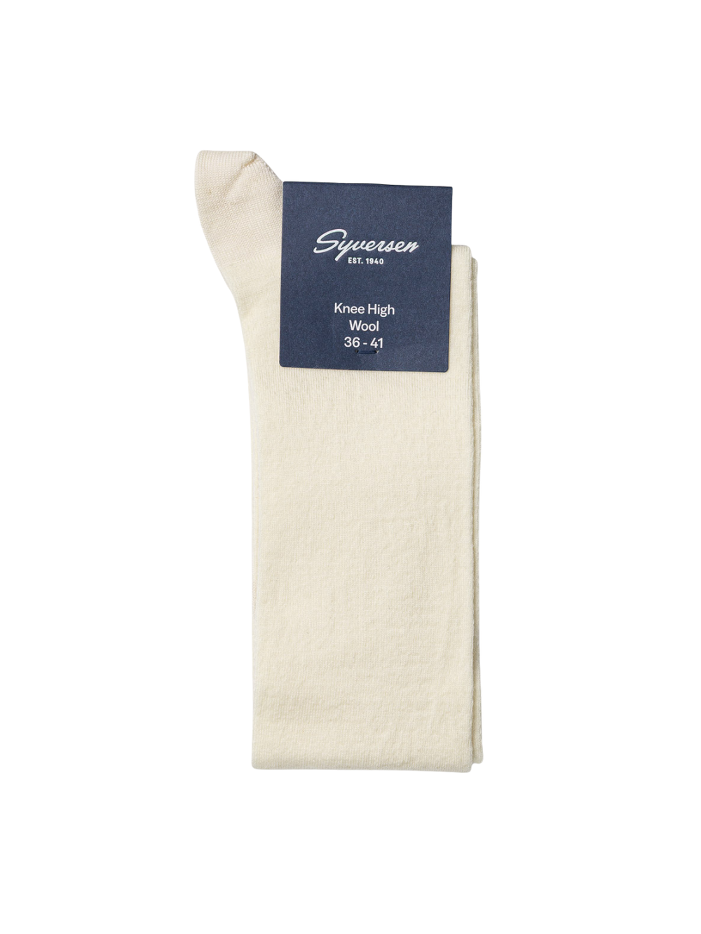 Note Wool High offwhite knæstrømper til damer i uldblanding med glatstrikket overflade og klassisk design.