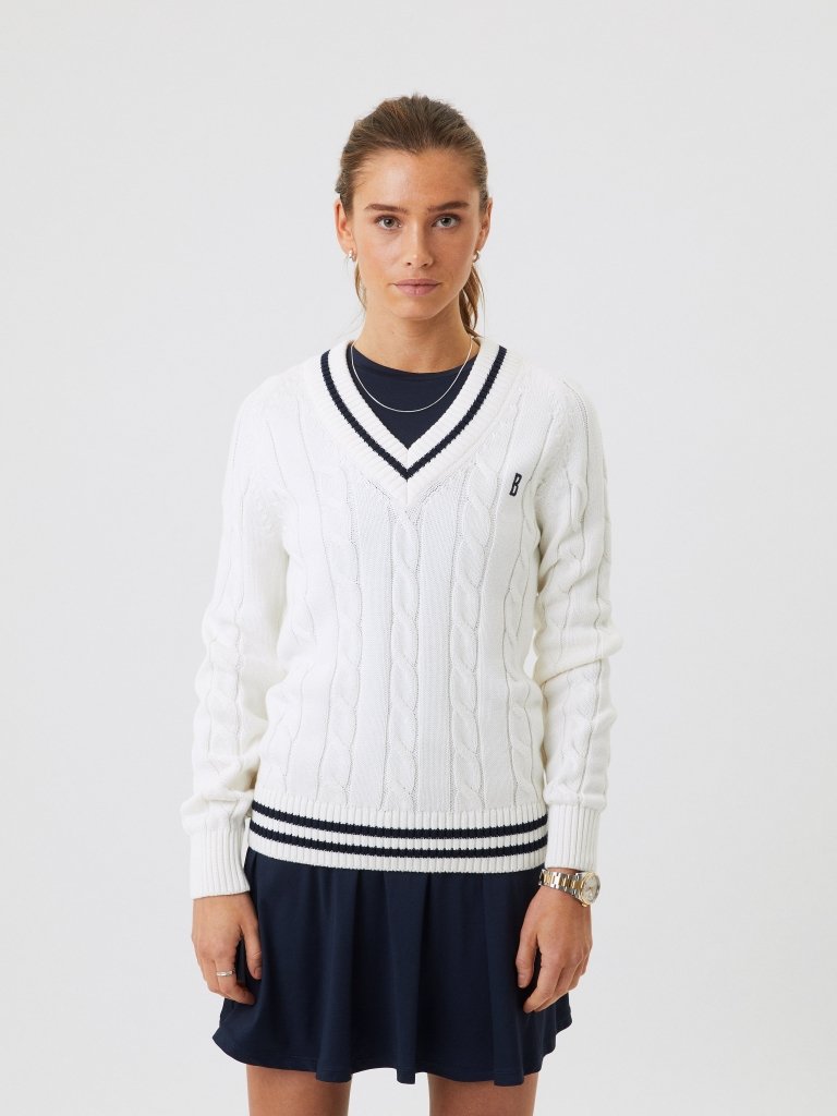 Offwhite Björn Borg V - Hals Dame Kabel Strik XS Björn Borg