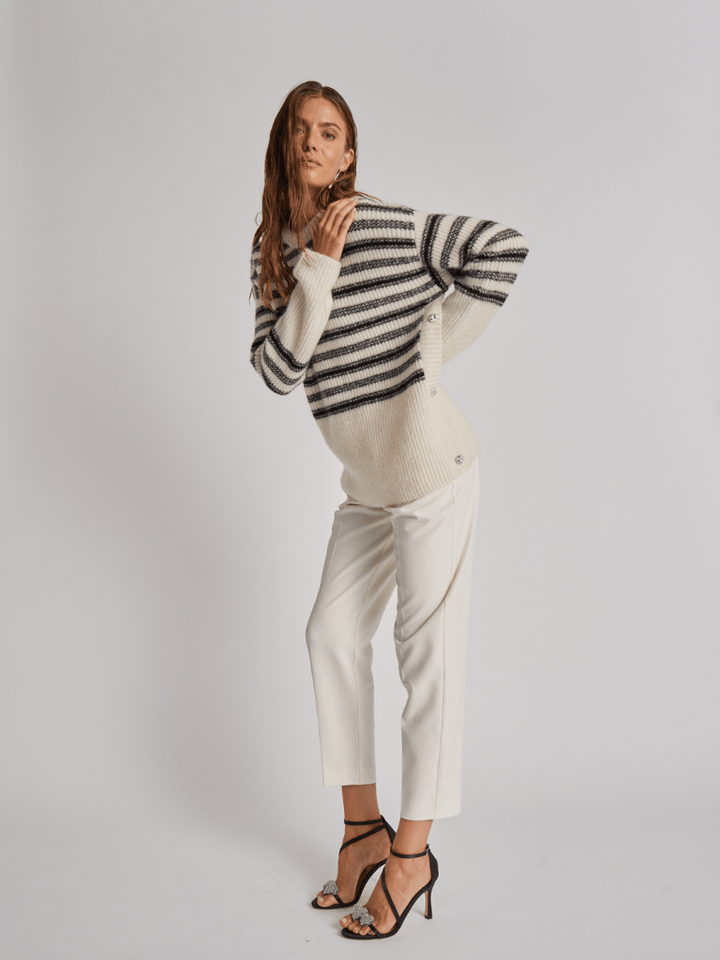 Offwhite Thilde Custommade Strik Med Striber 34/XS Custommade