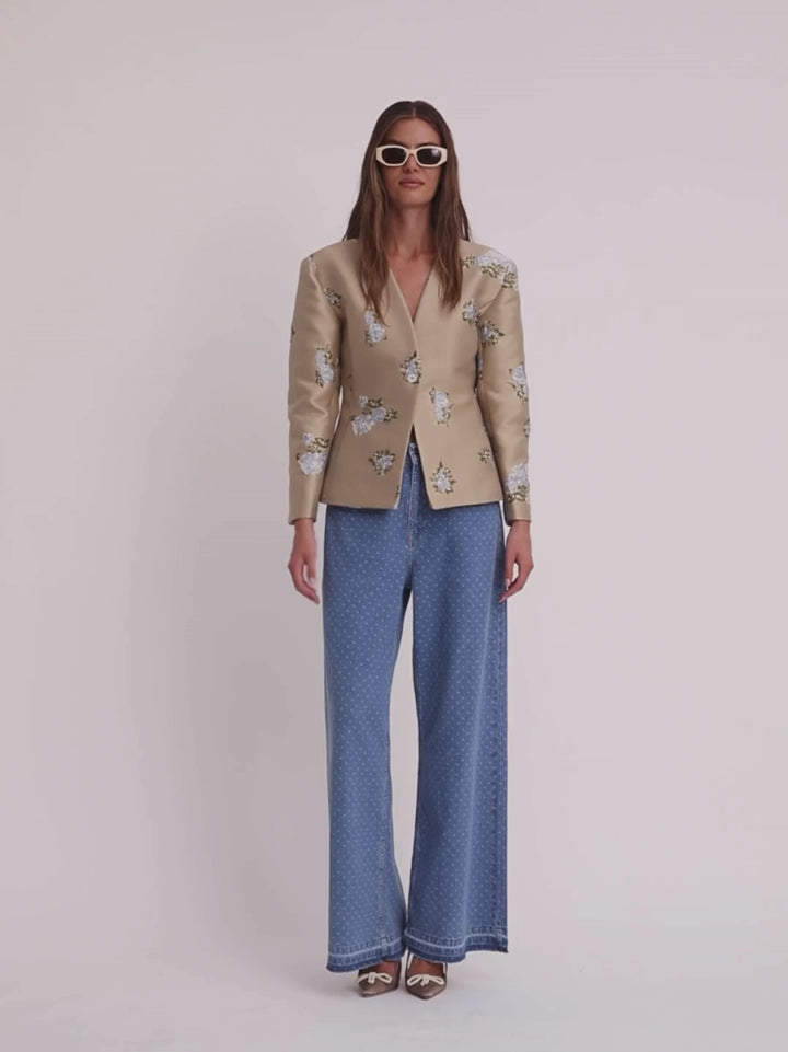 Shiny Beige Mönstrad Fabia Custommade Blazer