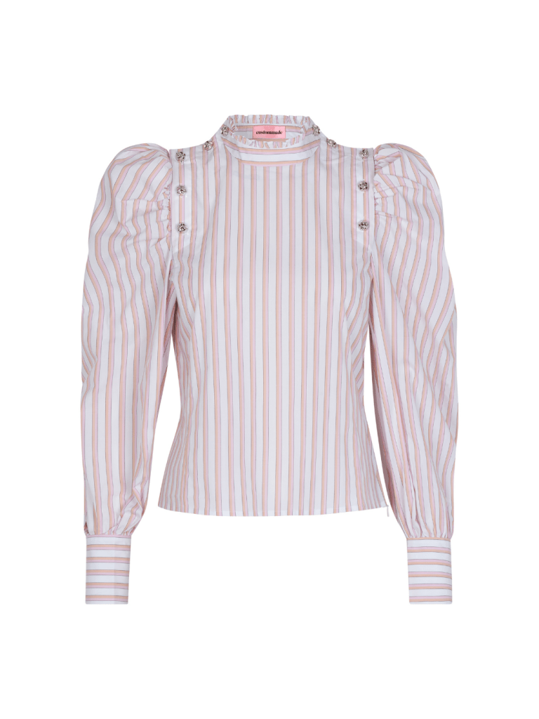 Rosa - Lyserød - Hvid Stribet Samaya Custommade skjorte 34/XS Custommade