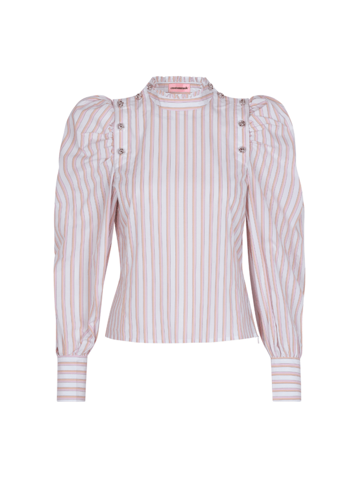 Rosa - Lyserød - Hvid Stribet Samaya Custommade skjorte 34/XS Custommade