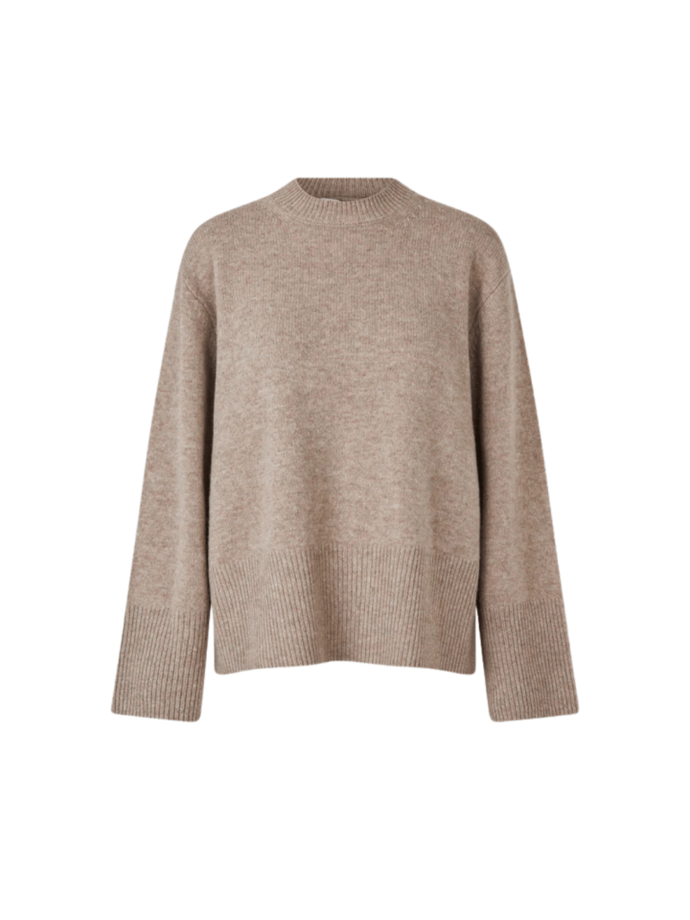 Second Female Beige Alpha Rundhals Uld Strik M Second Female