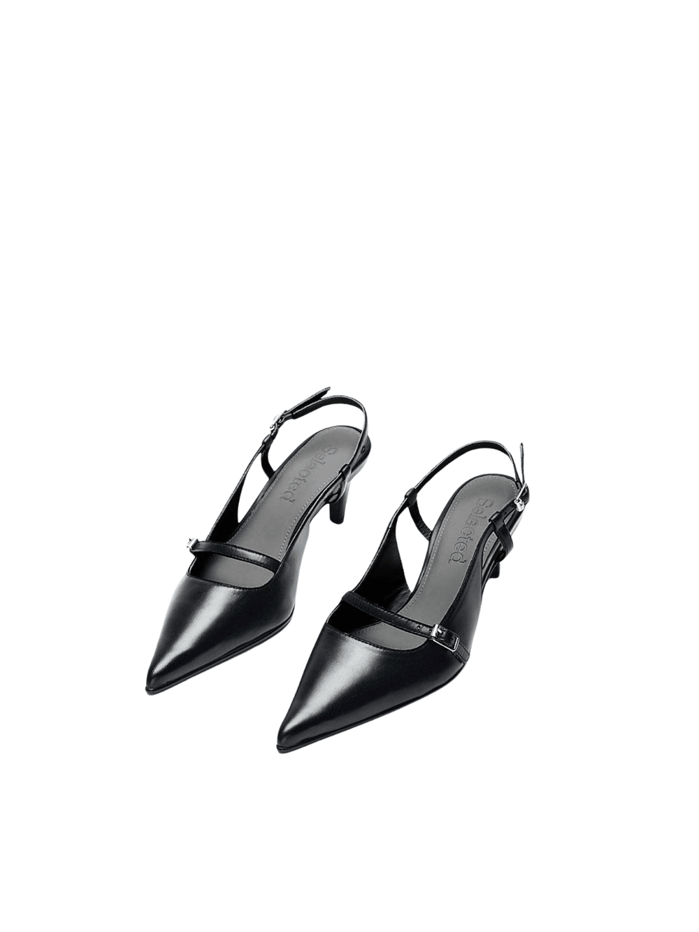 Selected Femme Sort Læder Slingback 37 Selected