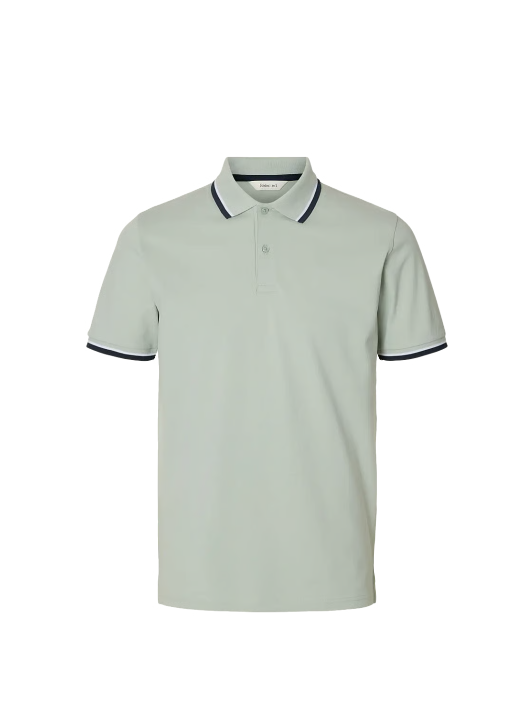 Mintgrøn Selected Homme Atlas Sport Polo til herre med slim fit, kontrastfarvet krave og ærmekanter samt klassisk 2-knapslukning.