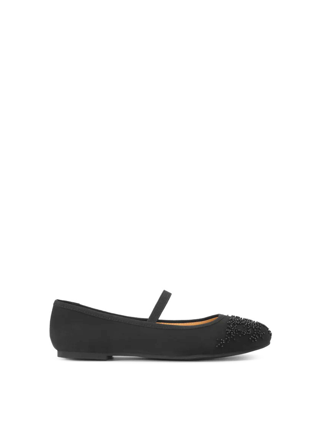 Shoe Biz Copenhagen Irving ballerina i sort satin med elegante perledetaljer
