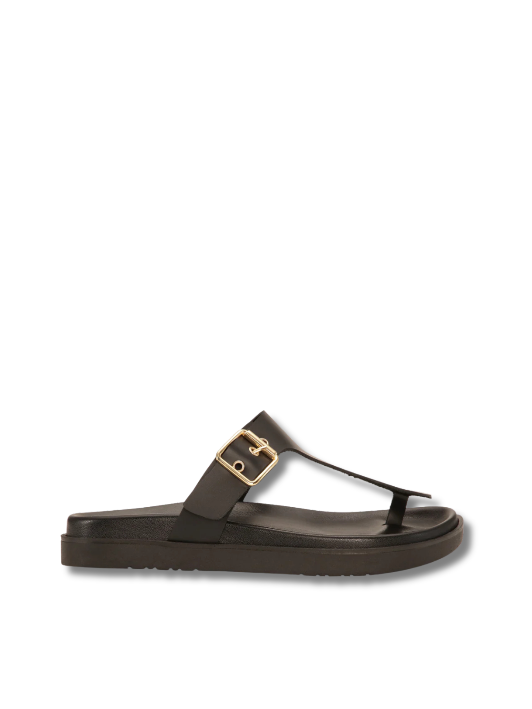 Shoe Biz Copenhagen Merle sandal i sort læder med guldfarvede spænder