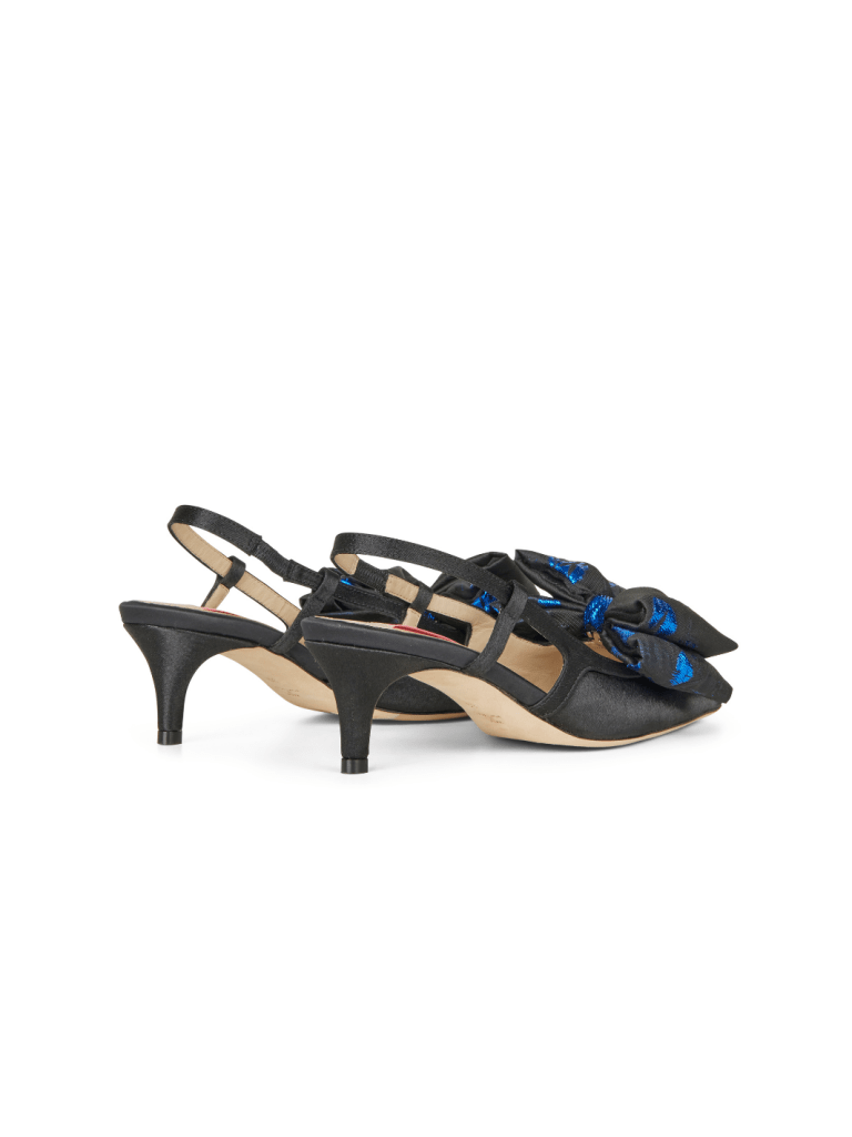 Sort Anita Custommade Satin Slingback Stilet Med Sløjfe 36 Custommade