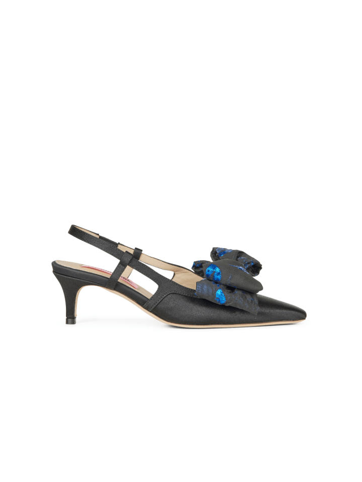 Sort Anita Custommade Satin Slingback Stilet Med Sløjfe 36 Custommade