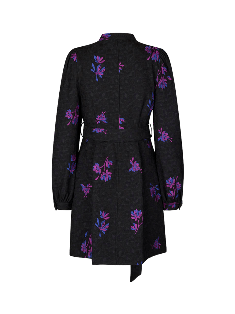 Sort blomstret Lynett Custommade Kjole 34/XS Custommade