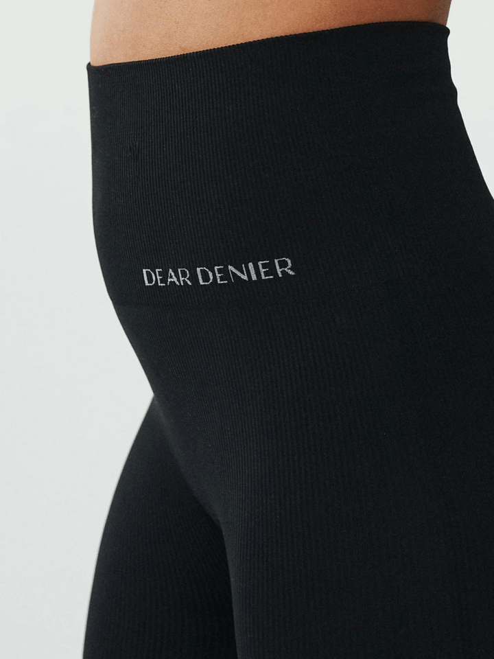 Sort Dear Denier Sømløs Rib Leggins S/M Dear Denier