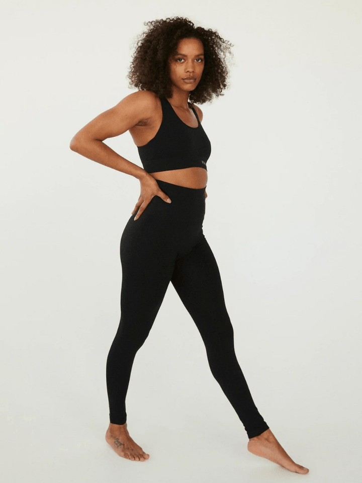 Sort Dear Denier Sømløs Rib Leggins S/M Dear Denier