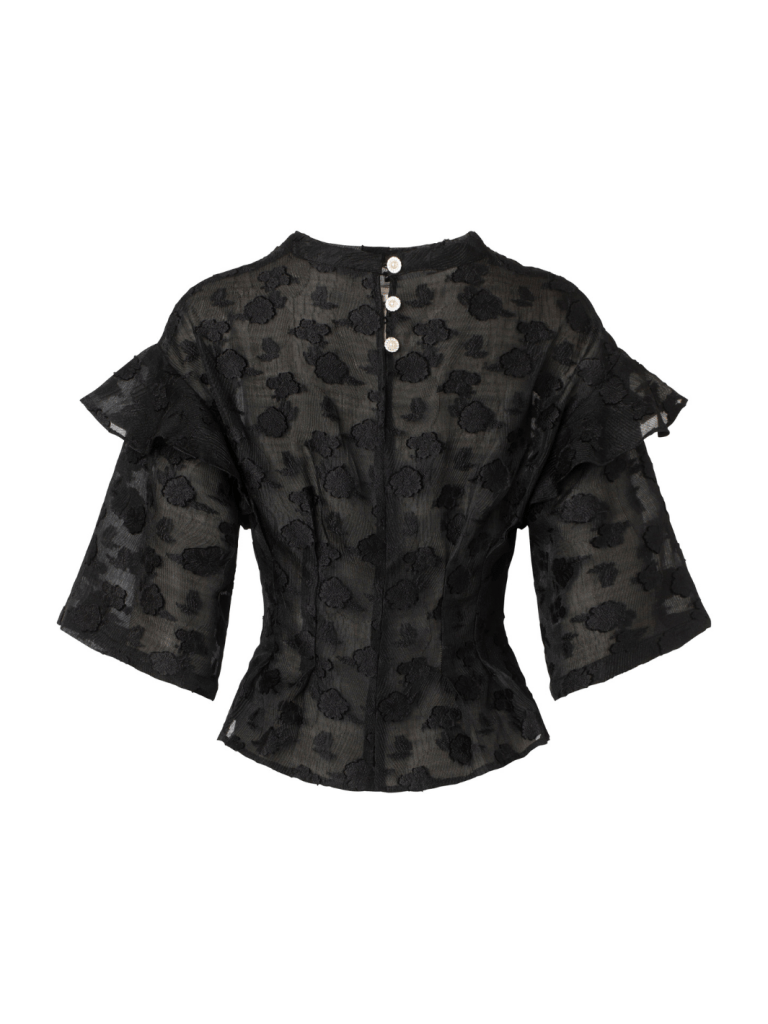 Sort Doddo Blomstermønstret Custommade Skjortebluse 34/XS Custommade
