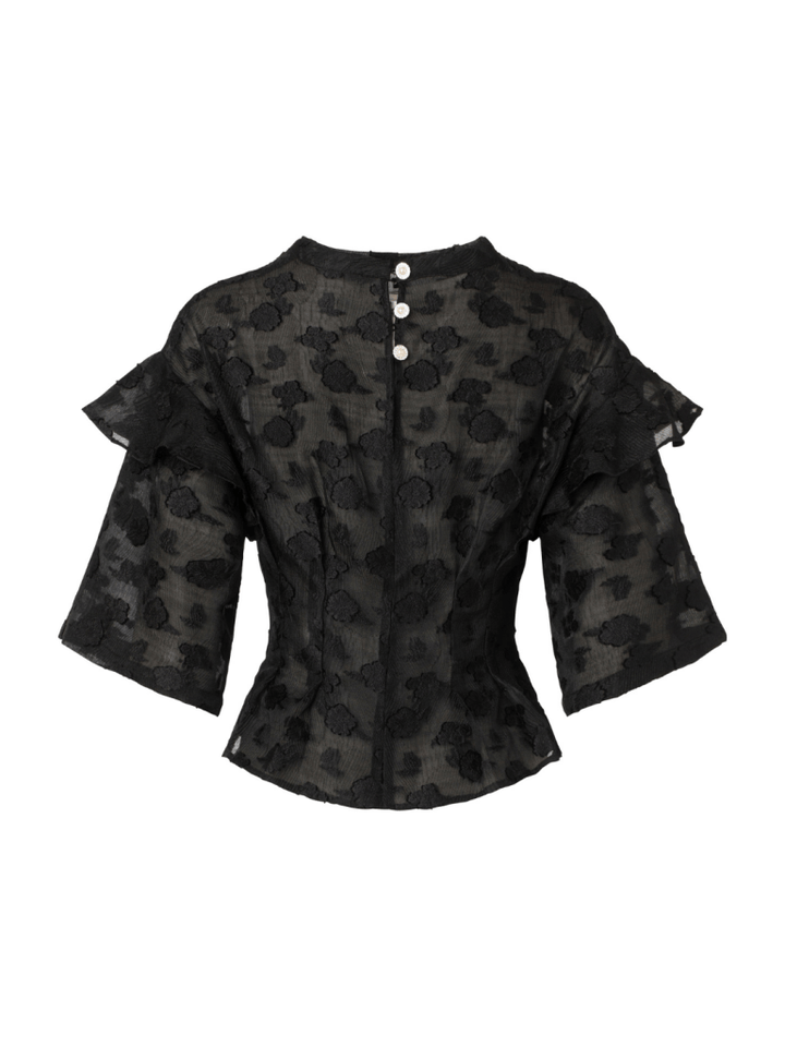 Sort Doddo Blomstermønstret Custommade Skjortebluse 34/XS Custommade