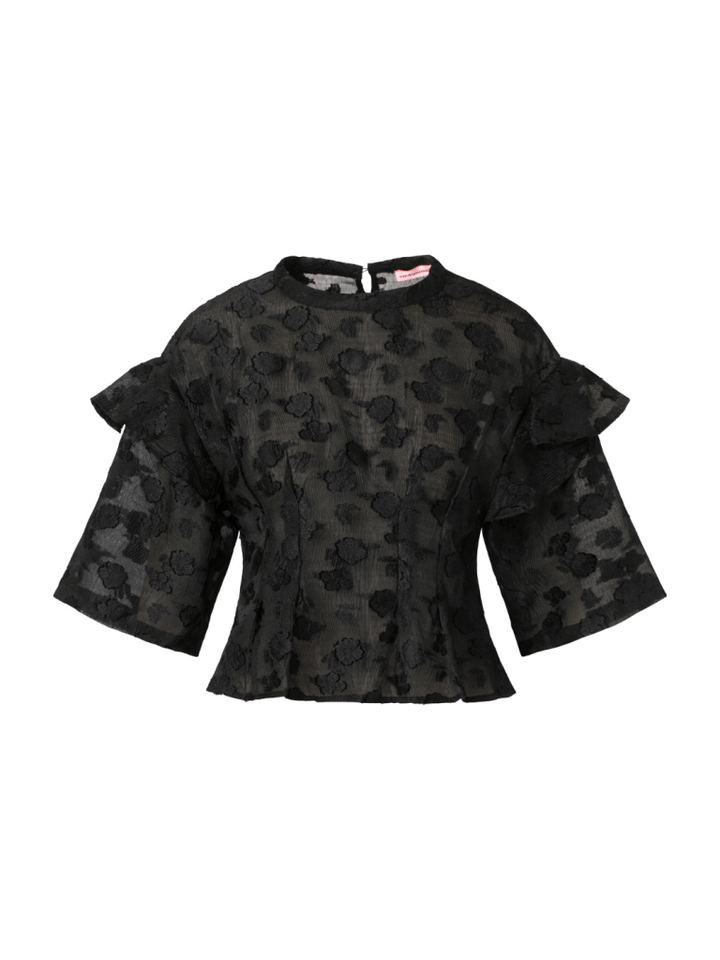 Sort Doddo Blomstermønstret Custommade Skjortebluse 34/XS Custommade