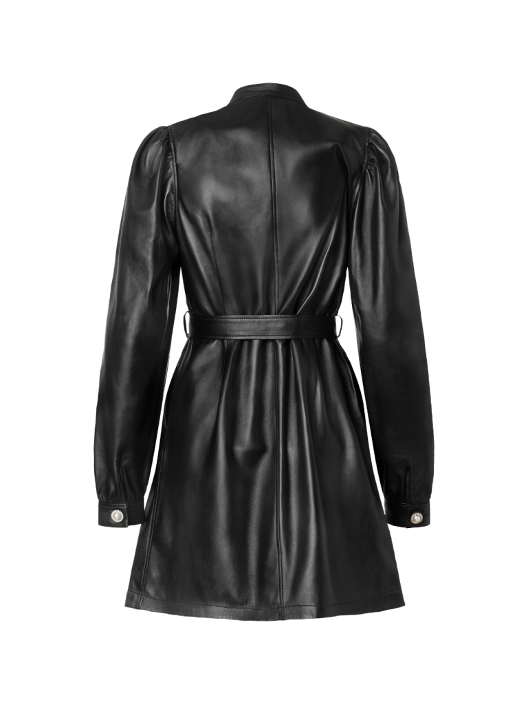 Sort Lanette Custommade Skind Kjole 34/XS Custommade