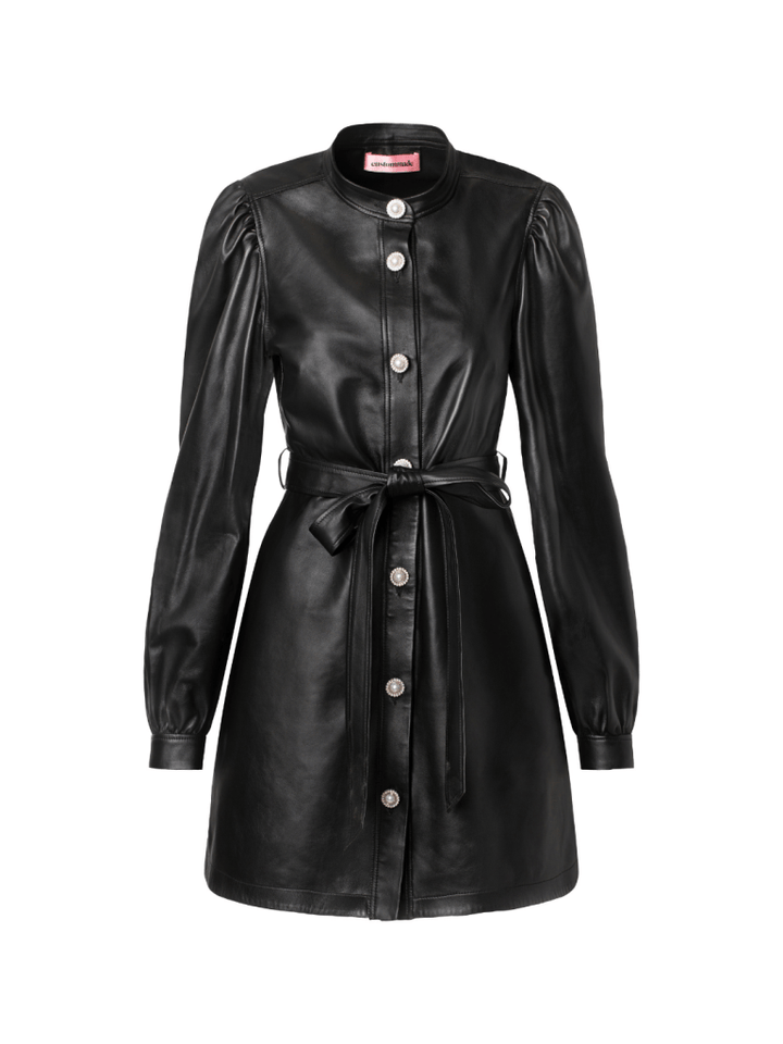 Sort Lanette Custommade Skind Kjole 34/XS Custommade