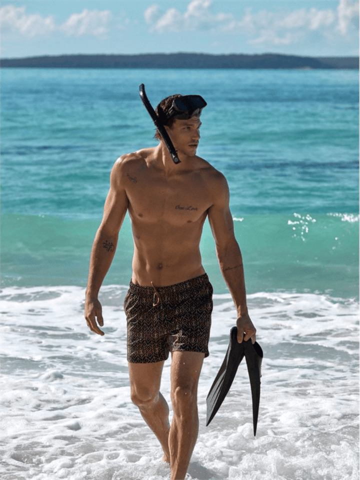 Sort Mønstret Panos Emporio Classic Herre Badeshorts S Panos Emporio