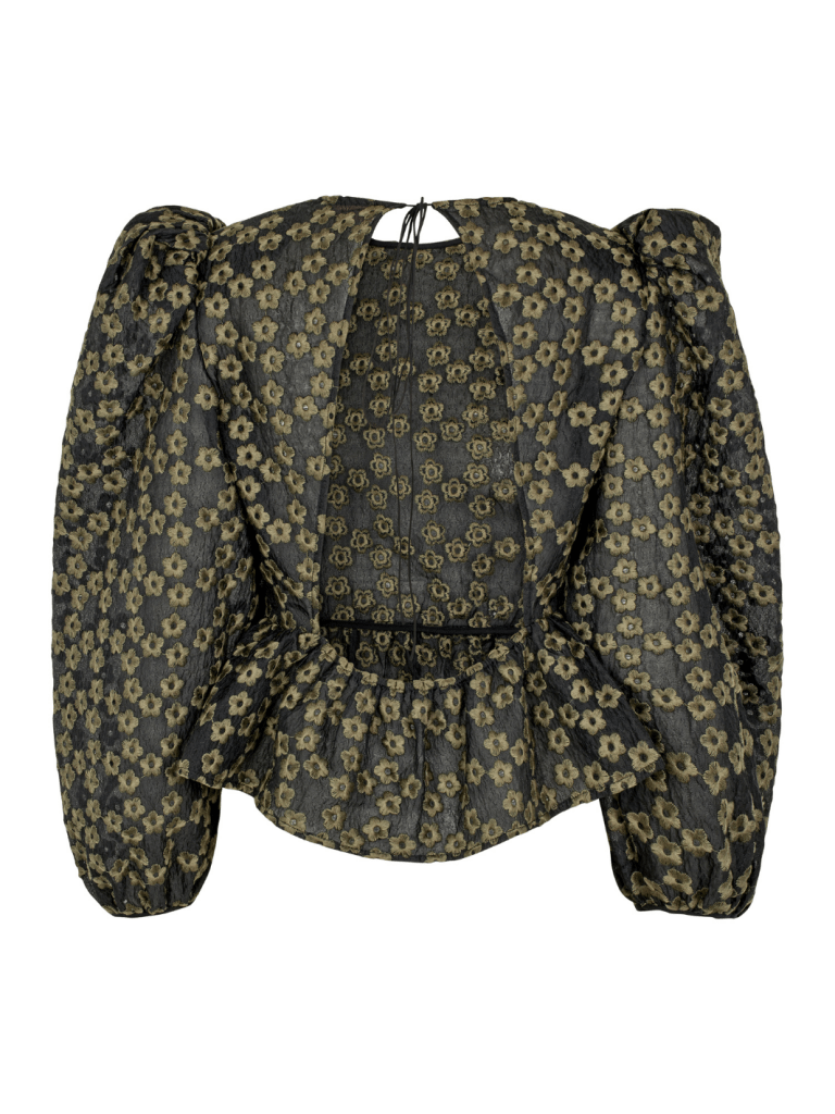 Sort Saga Custommade Bluse Med Blomstermønster 34/XS Custommade