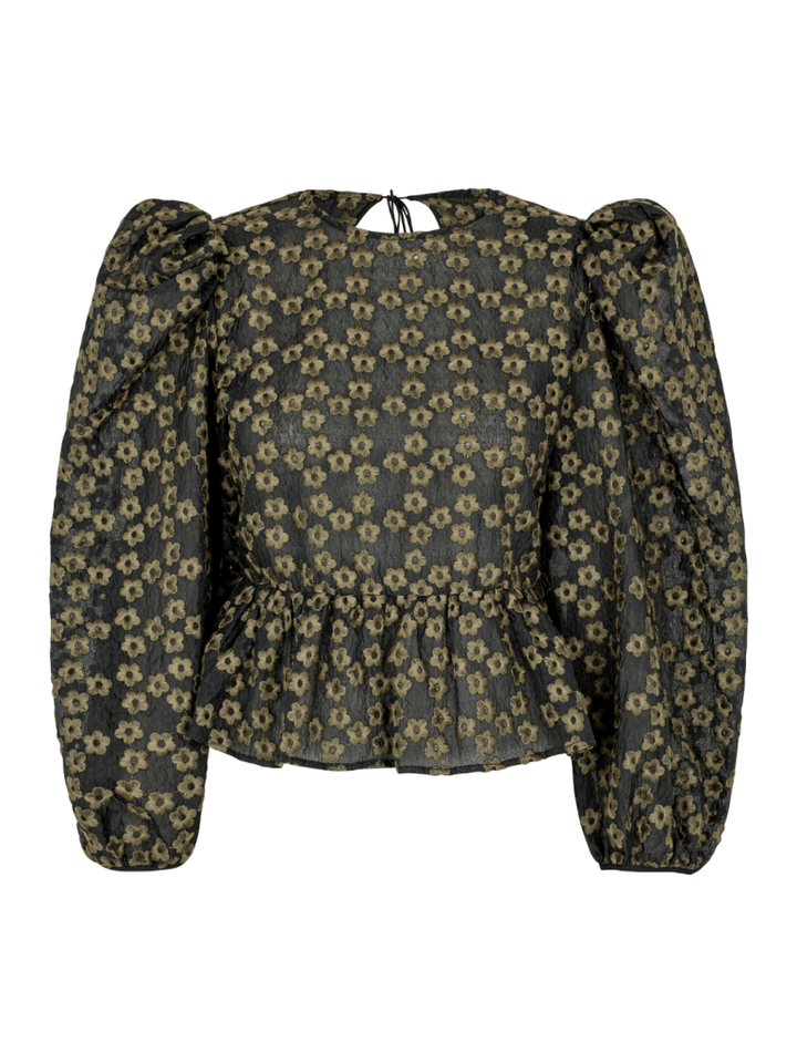 Sort Saga Custommade Bluse Med Blomstermønster 34/XS Custommade