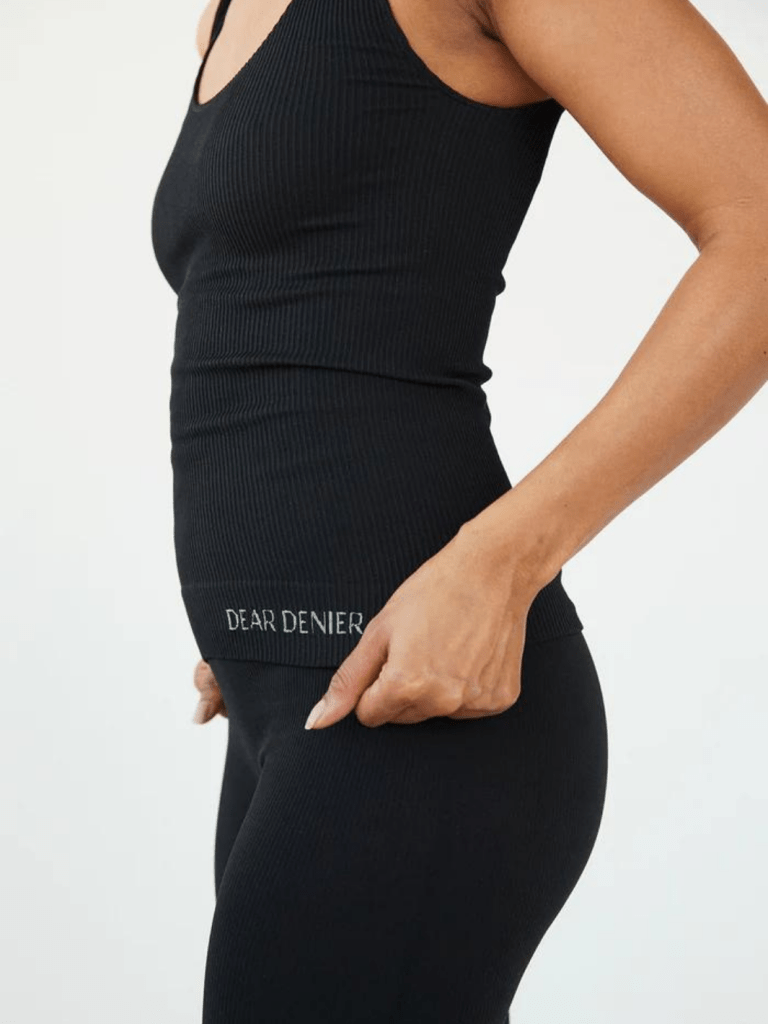 Sort Sømløs Dear Denier Rib Tank Top S/M Dear Denier
