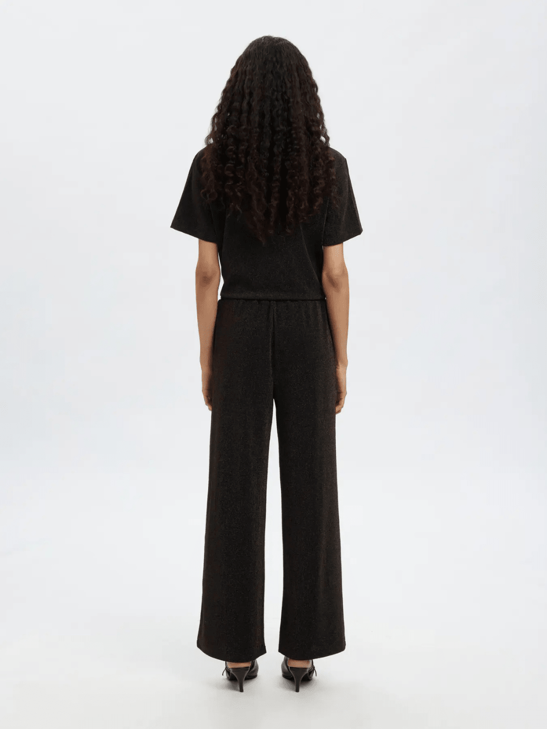 Sorte Brede Shiny Selected Femme Bukser 34/XS Selected