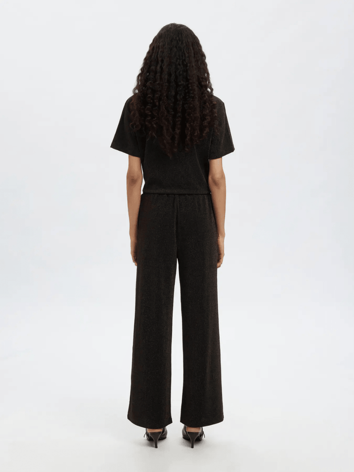 Sorte Brede Shiny Selected Femme Bukser 34/XS Selected