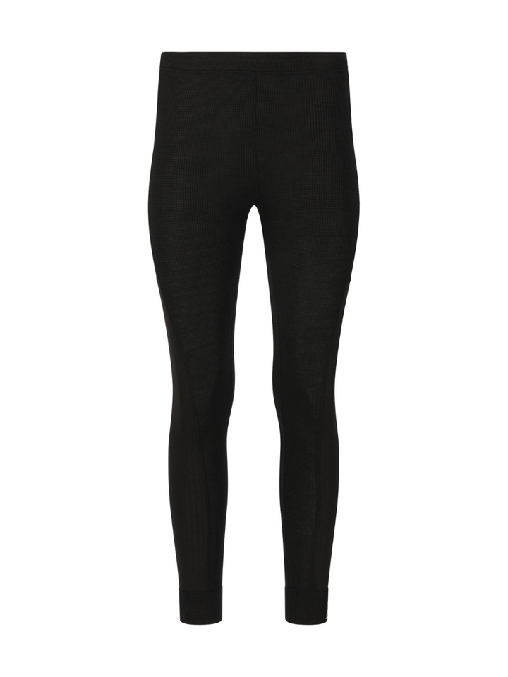 Sort SOS Namsan baselayer-sæt til kvinder med langærmet trøje og lange underbukser i polyester og merinould til skiløb.