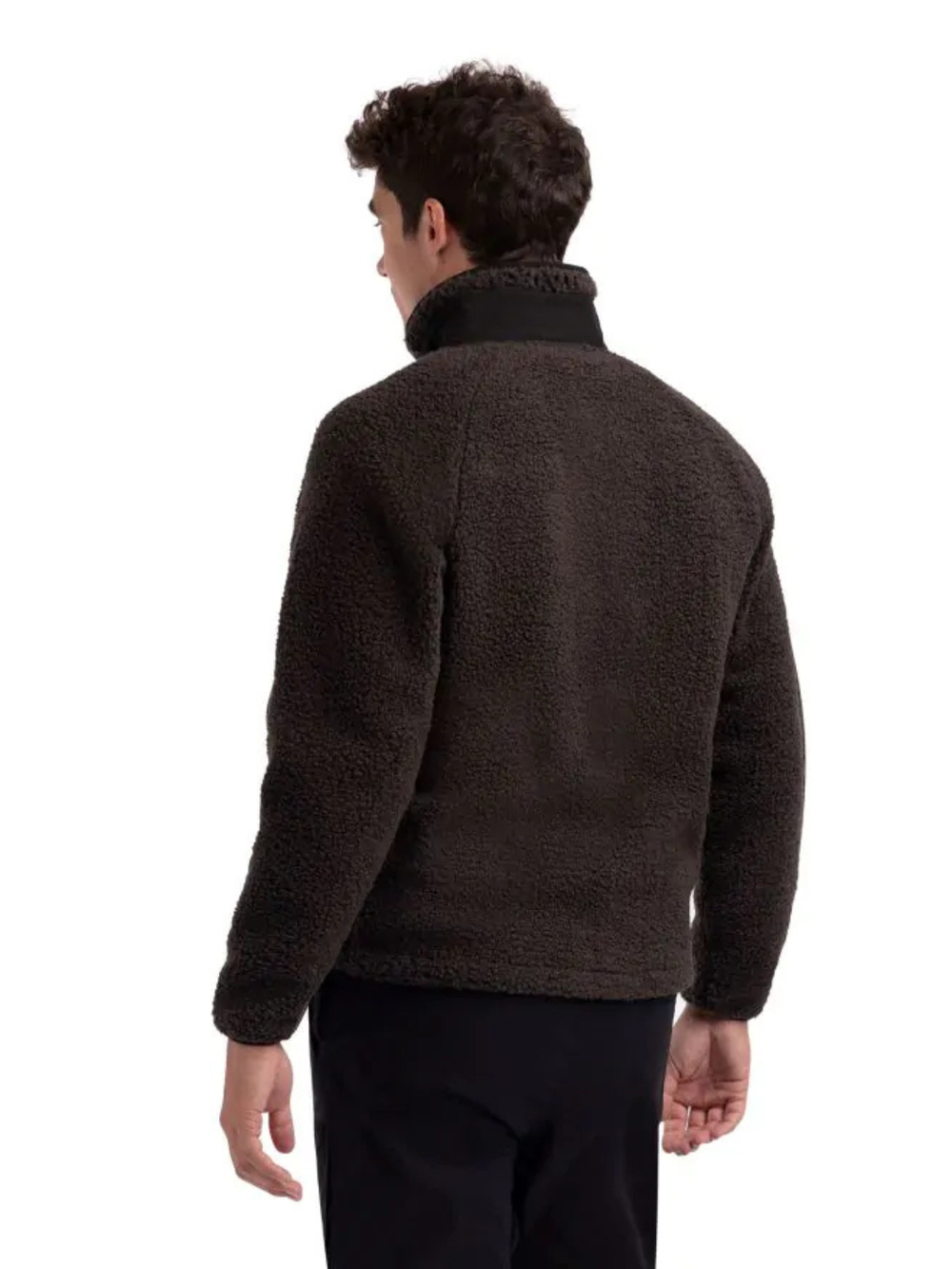 Trespass Brookes sherpa-fleecejakke til herrer i koksgrå med struktureret fleece, gennemgående lynlås og tre lynlåslommer.