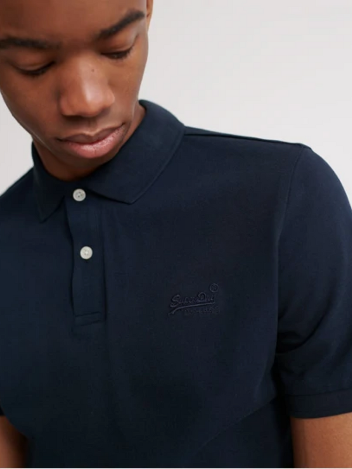 Marinblå klassisk Superdry Pique Polo för män