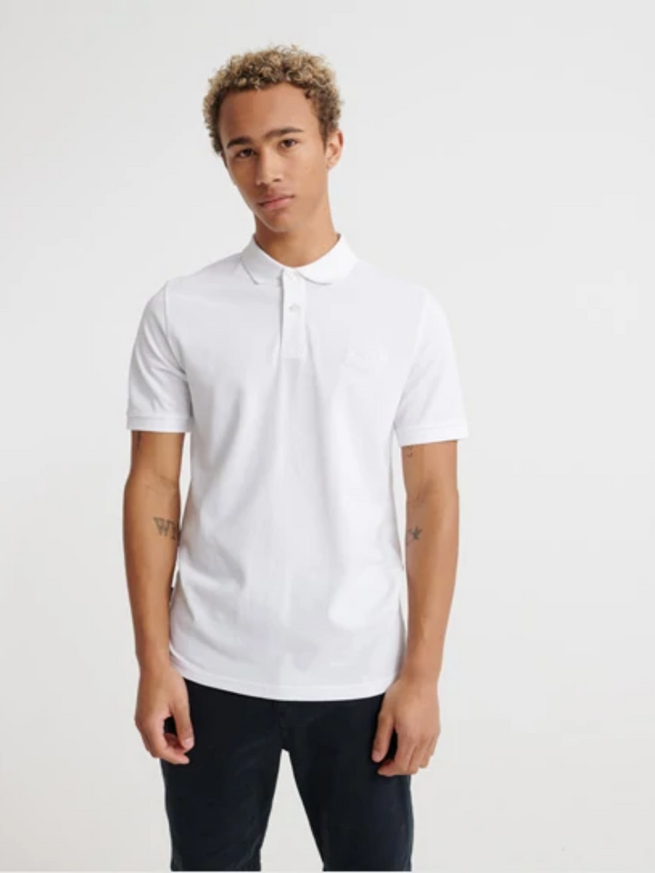 Vit Classic Superdry Pique Polo för män
