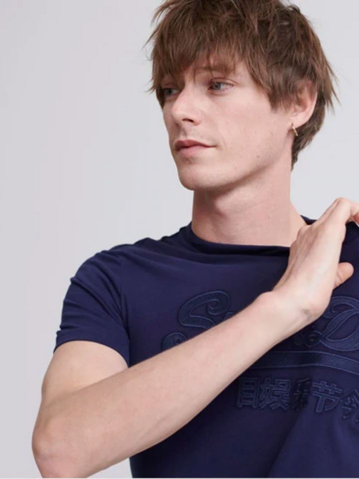 Marinblå Superdry logotyp T-shirt
